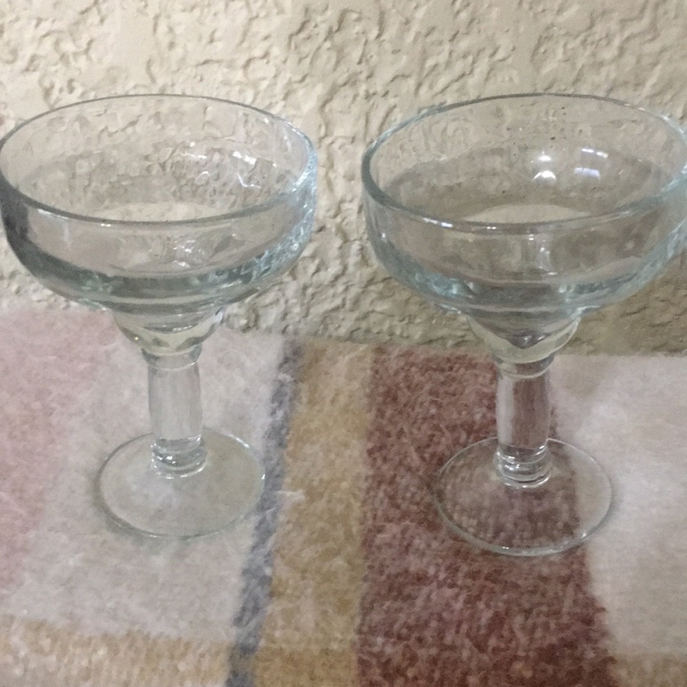 Large heavy glass margarita glasses